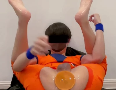Dragon Ball Goku Laying Balls Asshole Squirting and Cum