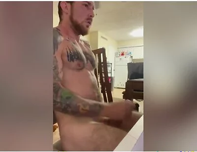 Big Load At The End Solo Tattoo Muscular Guy Masturbation