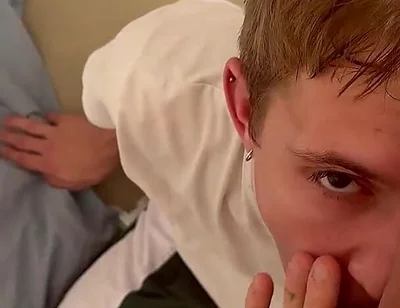 Cute Guy Sucks a Big Cock and Then Accepts, Fucked and Cumshot