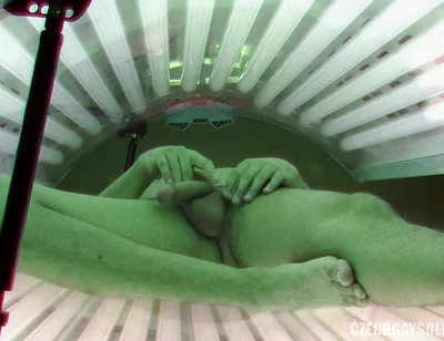 Czech Gay Solarium 5 Solo Jerk with Hung Twink - Caught in the Act