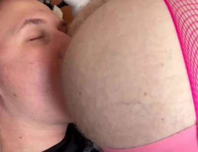 My pretty femboy in fishnets throatfucked like a champ