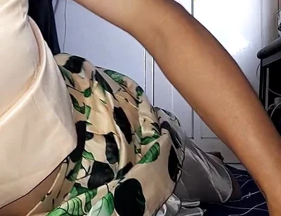 Cum Wearing Satin Set of Tank Top and Skirt