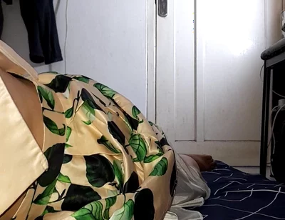 Cum Wearing Satin Set of Tank Top and Skirt