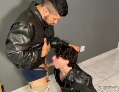 Leather latino master fucks boy