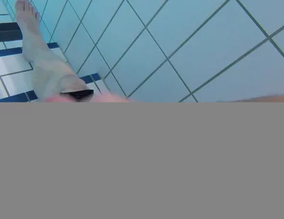 Underwater Close-up: Fat Guy Extensive Masturbates His Thick Foreskin Cock in a Public Swimming Pool