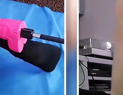 Fabulous Fucking Machine Anal Dildo Fucking in Chastity Cage