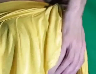Pale Yellow Thong Under Yellow Skirt