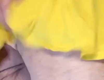 Tiny Yellow Plaid Thong Under Yellow Skirt