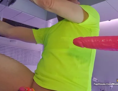 Anal Dildo Fucking and Squirting While Locked in Chastity