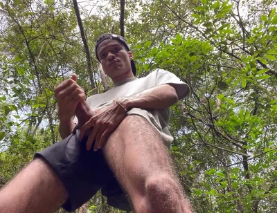 Enjoying Handjob Outdoors