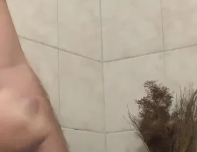 In the bathroom with a beach ball