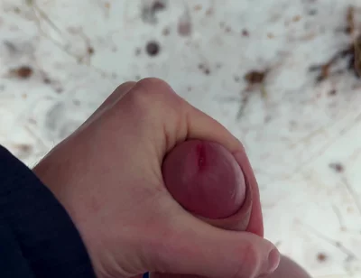 Handy POV - Twink Wixt His Cock in the Forest - in Winter