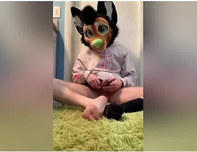 Furry Nerd Showing Off Feet Verbal Jerking Off With Sock