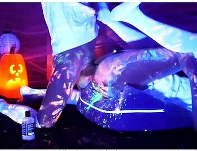 Femboys Messy Halloween Flip Fuck With Glow Paint