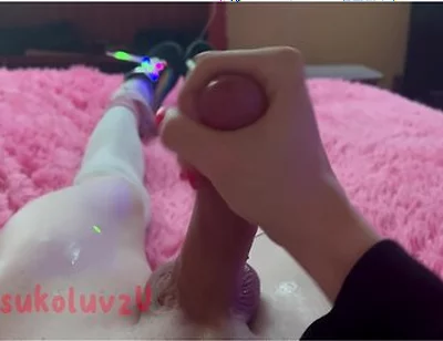 Silly Femboy Plays With Himself And Makes A Milky Mess Heheo(^^)o