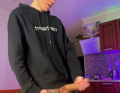 Skinny Boy Making a Huge Mess with His Thick Dick