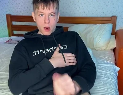 Bored in My Room so I Rubbed My Big Cock Until I Blew a Load