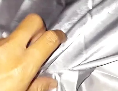 Masturbating Wearing Silver Satin Long Dress in Car