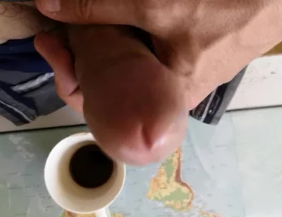 Hot Guy Jerking off to Put Some Milk in His Coffee