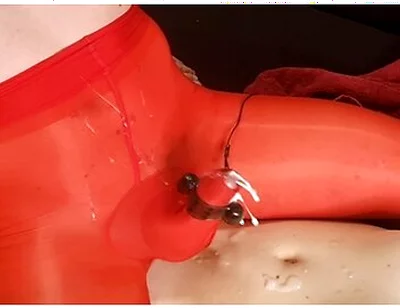 Sissy Boy Cumshot Through Nylon Bodysuit While Riding Fat Cock Anal Orgasm Lingerie