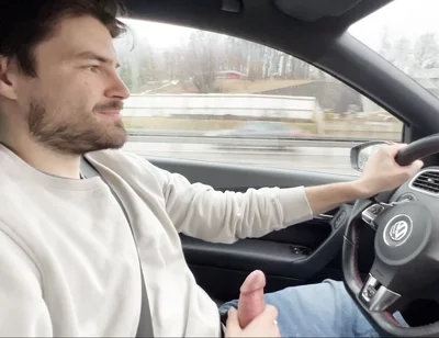 Almost Crashed the Car When I Jerked Him off and Him After His Orgasm