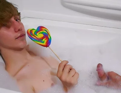 Age play handjob in the bathtub