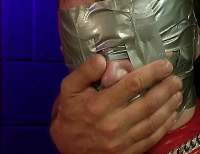 Rikki Tape Gagged & Face Slapped Latex Bound on Chair, Full Head Wrap