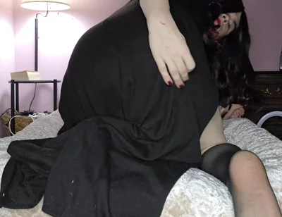 Sissy Femboy Plays with Their Uncut Cock While Wearing Nylons