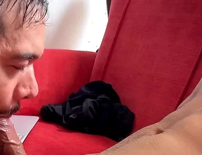Relaxing in the Living Room While I Get a Blowjob
