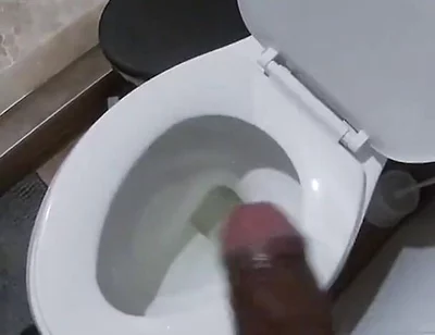 Stroking My BBC Peeing in the Toilet POV