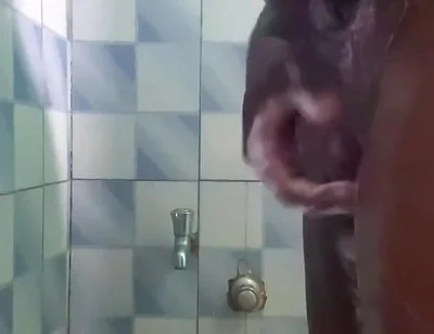 20y BBC Nasty Jerking off in His Shower Cleaning up His Cock