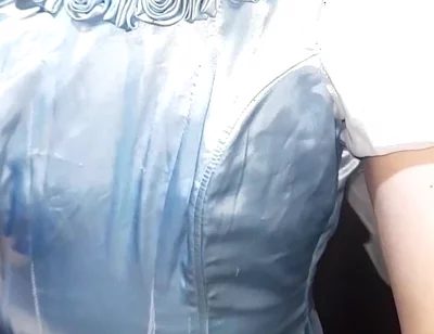 Crossdresser Cum Wearing Elegant Satin Ball Gown