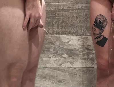 Piss Play on Each Other with Big Cocks