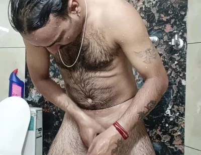 Indian Desi Man Enjoy Shower and Sucking