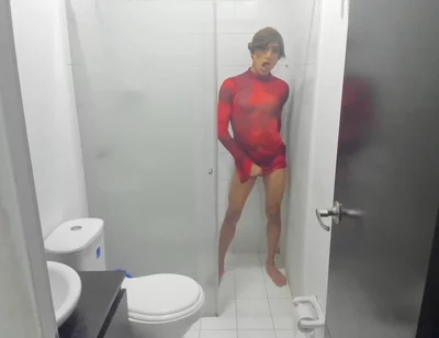 Colombian Femboy Juicy Ass Twerk with Dildo in the Shower