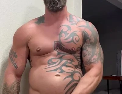 Tattooed Viking Flexes While Stroking for You