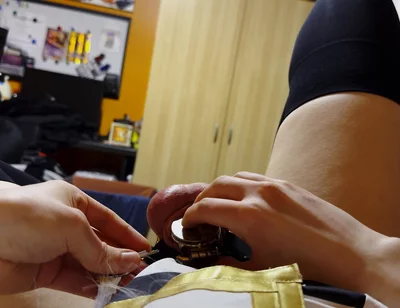 Femboy in Flat Chastity Uses Vibrator to Cum
