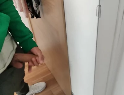 Masturb His Huge and Juicy Cock in Front of the Mirror
