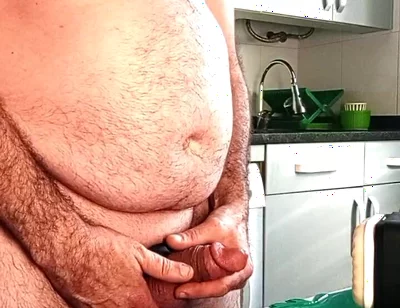 Chubby with Big Fat Cock, Fucking My Ass with Huge Plug, and Handjob Machine