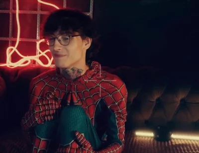 Spider Man Costume. Bottom Boy a Pose. Ass Hole