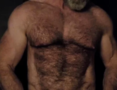 Hairy Muscle Bear Showing off