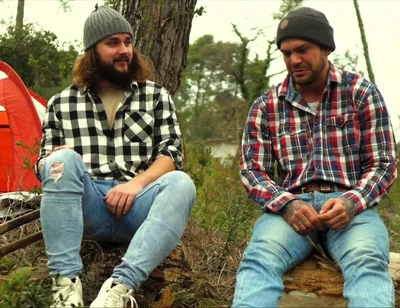 Two Friends Jerkoff in the Forest