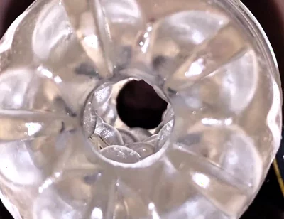 Close-up Cock in Tool for Masturbate Orgasm on Flash
