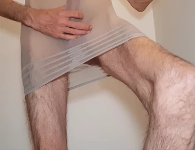 Cumming in My Striped Mesh Dress