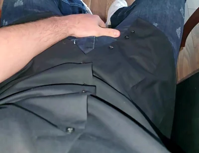 German Voice in Boss Chair. Blue Calvin Klein Boxer. Cock Rock Hard. Precum Flowing