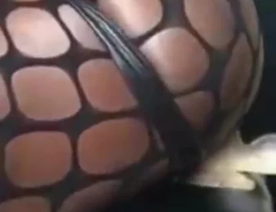 Fishnet Bodysuit Black Muscle Rides White Dildo