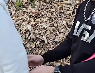 Outdoor Sex in the Woods with My Gay Slut - He Sucked Me Before Taking My Dick Bareback