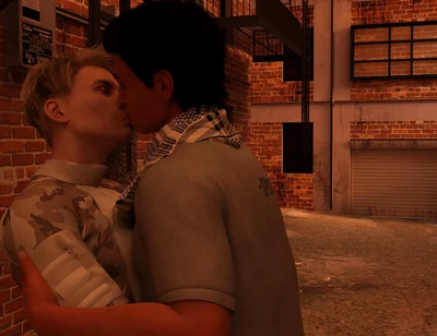 Summer Vacation - Two Gay Army Boys Kiss