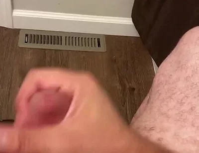 Snuck Into the Bathroom to Have a Quick Yank on My Big Cock and Release This Cum