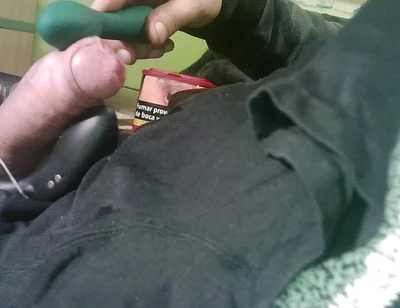 Double Toy Vibrating at the Tip Until Ejaculation